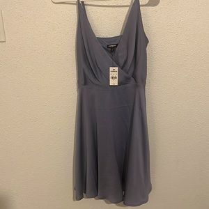 NWT Express V-neck A-line Mini Dress in Lavender Blue